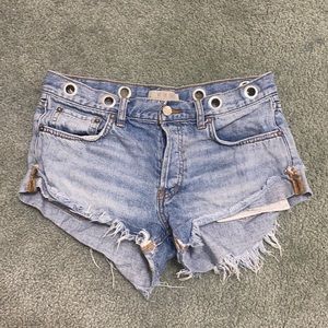 We The Free People Denim Grommet Cut Off Shorts